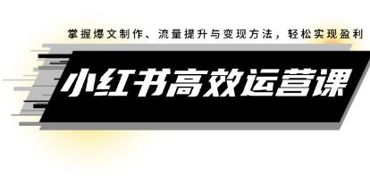 《小红书高效运营课》掌握爆文制作、流量提升与变现方法，轻松实现盈利